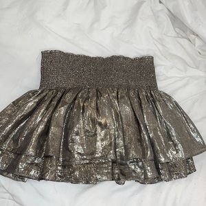 Ramy Brook metallic ruffled skirt